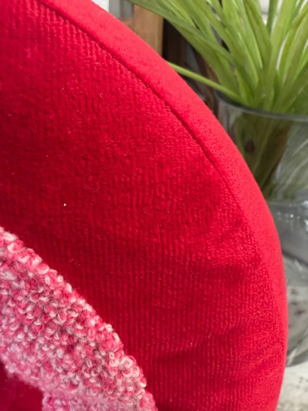 XO Plush Decorative Pillow - Red with Light Pink Chenille Accent- Set of 3